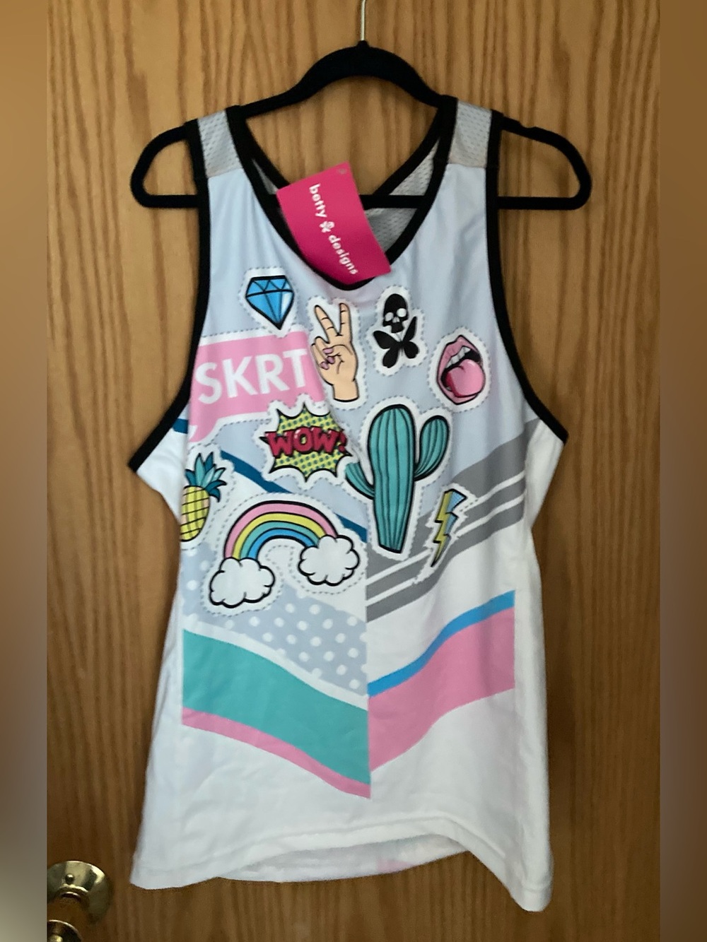 NWT Retro Inspired Super Unique Betty Designs “SKRT” Cycling/Running Tank —2XL